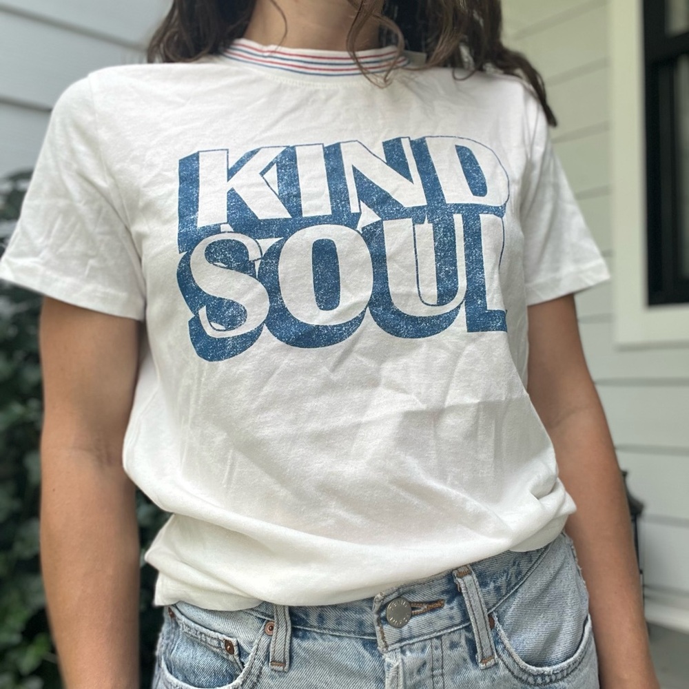 Zoe + Liv White and Blue 'Kind Soul' Tee